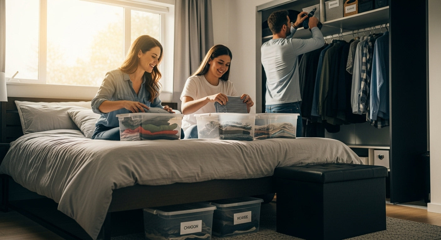 clothes organization, home storage, family organizing