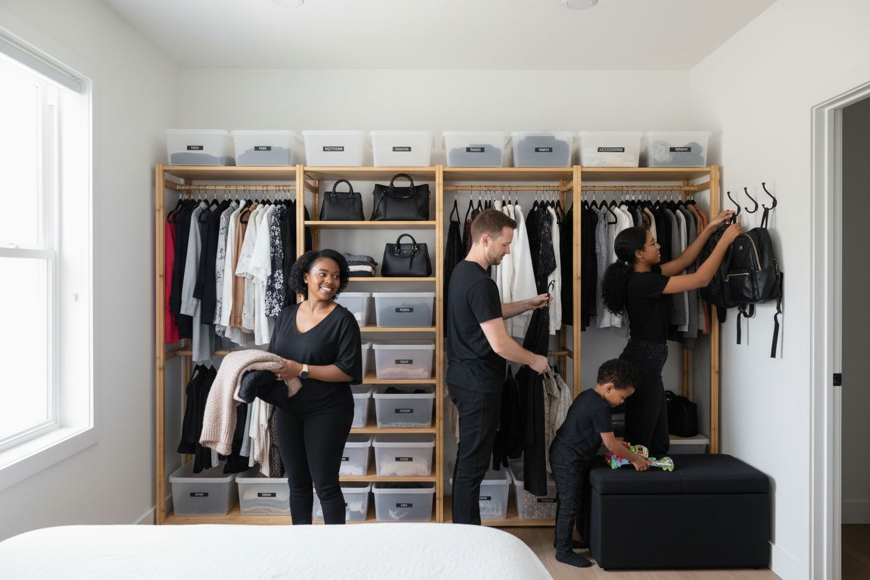 closet storage, home organization, family organizing