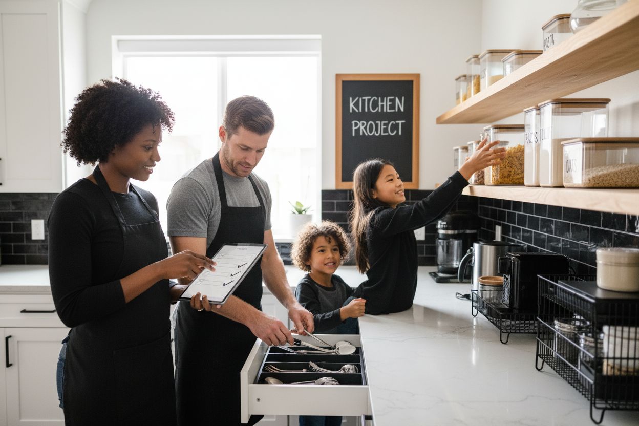 kitchen organization checklist, kitchen family organizing