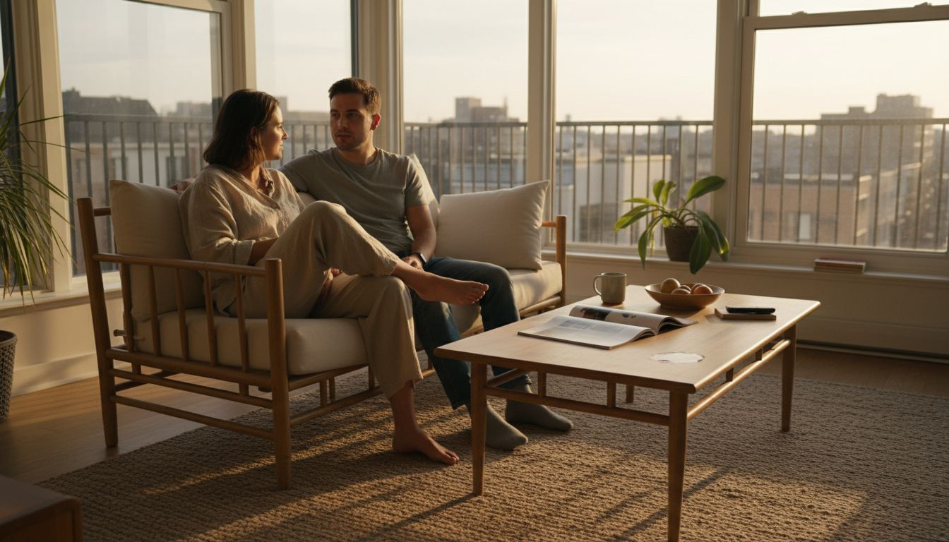 Modern living room with minimalist bamboo sofa