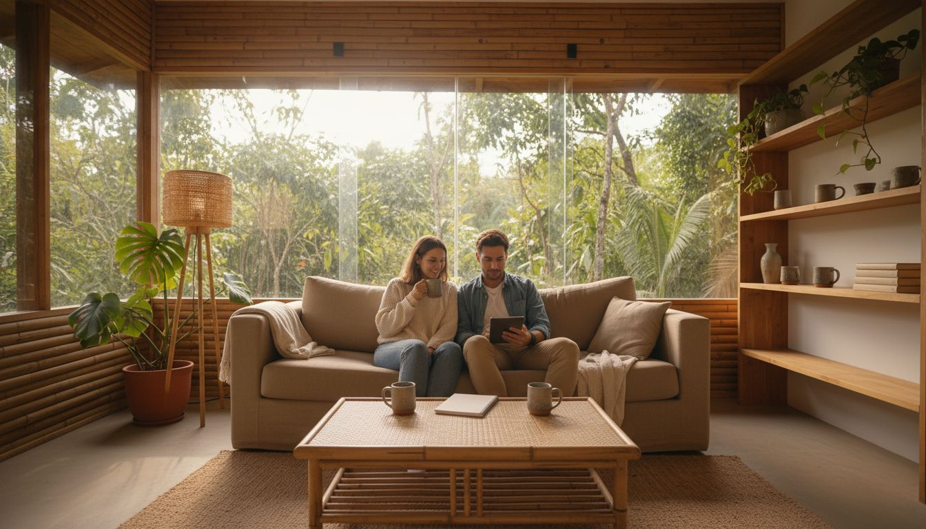 Eco home living room with bamboo accents