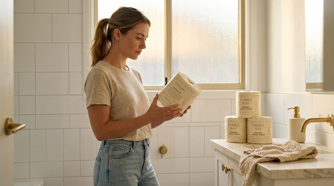 Person compares eco toilet paper brands