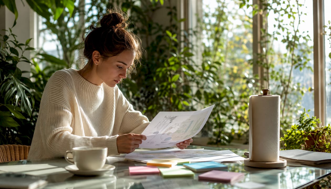 Person reviewing environmental paper towel report