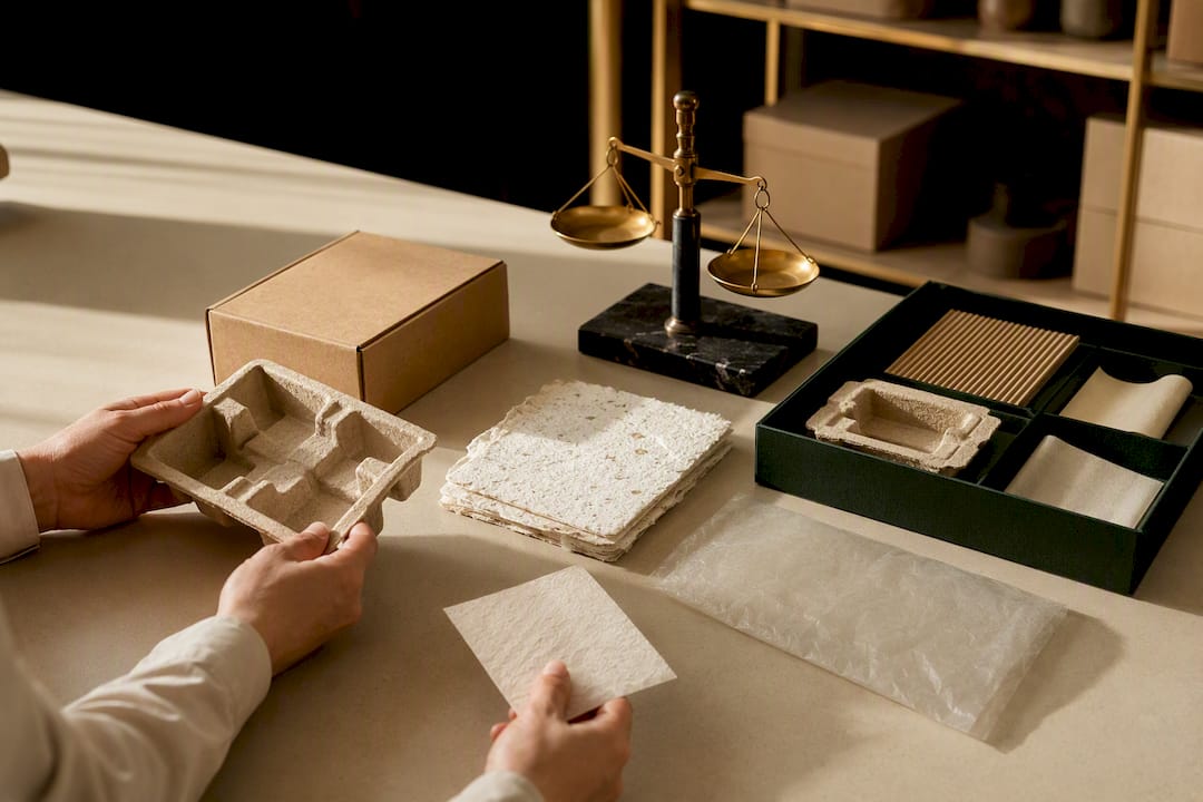 Packaging materials arranged for sustainability assessment