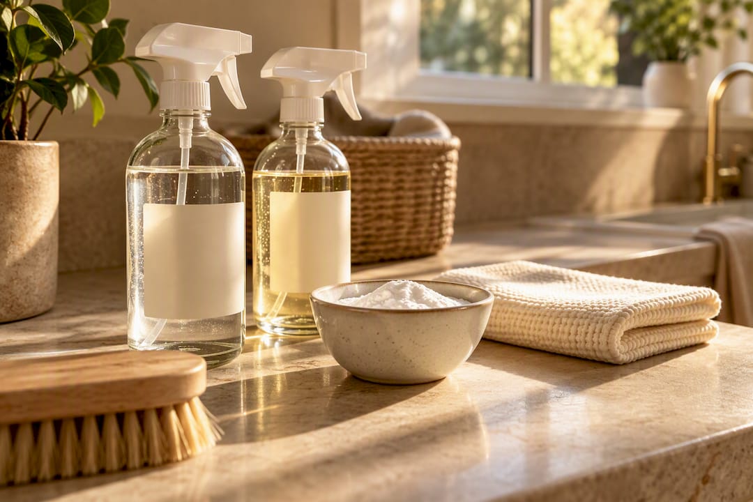 Eco-friendly cleaning kit on countertop