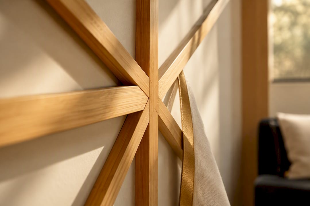 Close-up bamboo star decoration detail