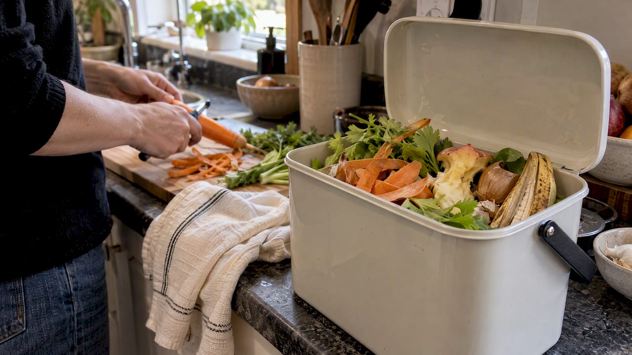 Kitchen scraps ready for home composting