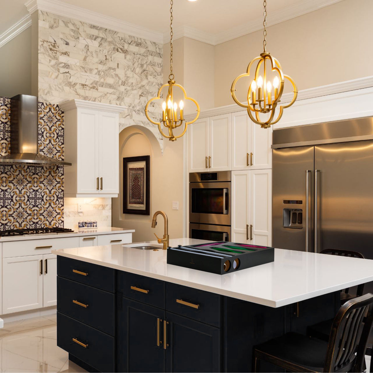 Cozee Bay® Bamboo Bag Organizer with Wrap Dispenser (Black)