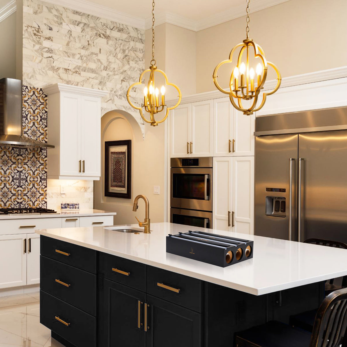 Cozee Bay® Bamboo Wrap Dispenser for 12" Roll (Black)