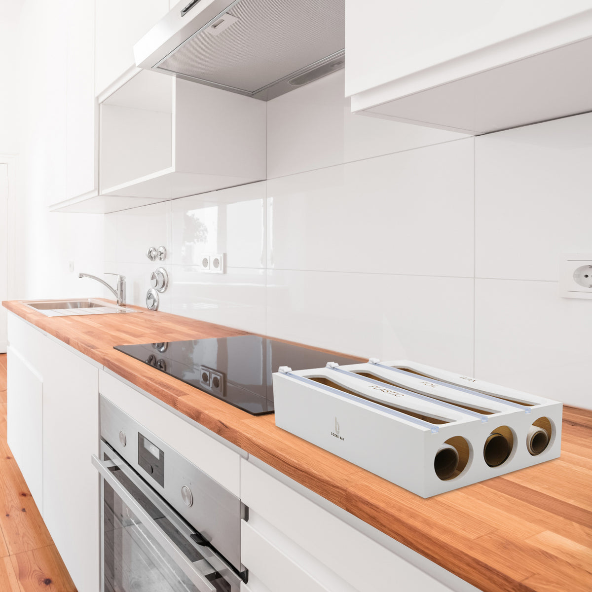 Cozee Bay® Bamboo Wrap Dispenser for 12" Roll (White)