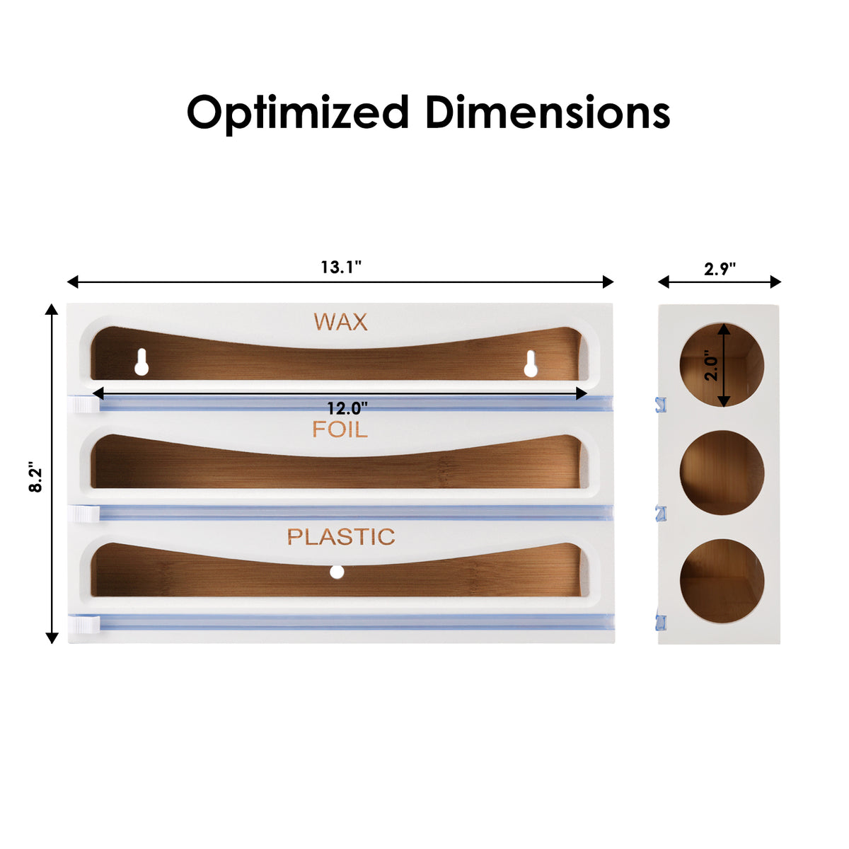 Cozee Bay® Bamboo Wrap Dispenser for 12" Roll (White)
