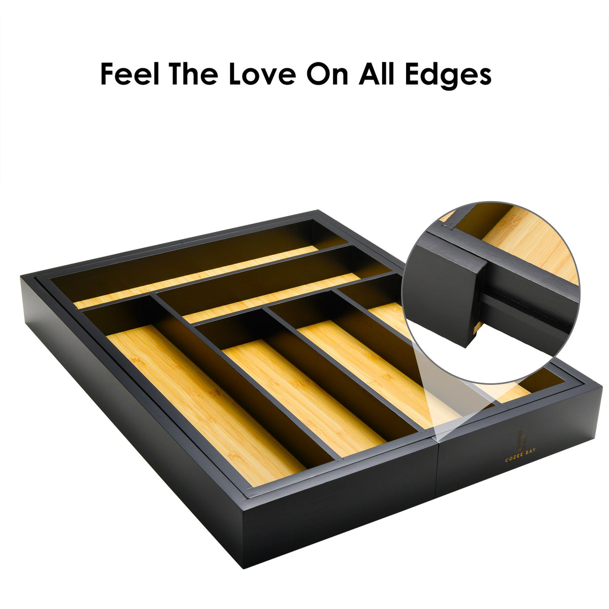 Cozee Bay® Bamboo Drawer Organizers (Black)