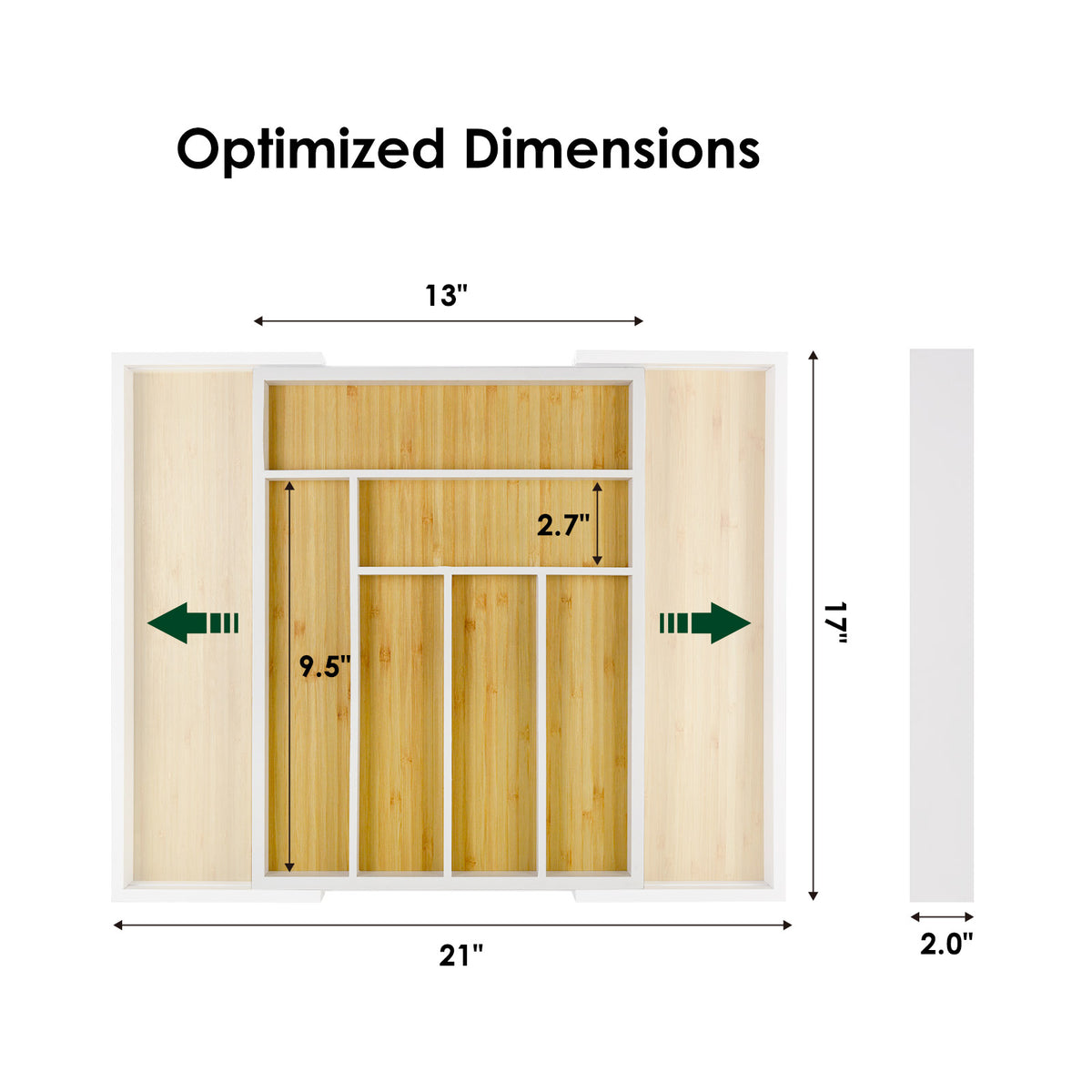Cozee Bay® Bamboo Drawer Organizers (White)