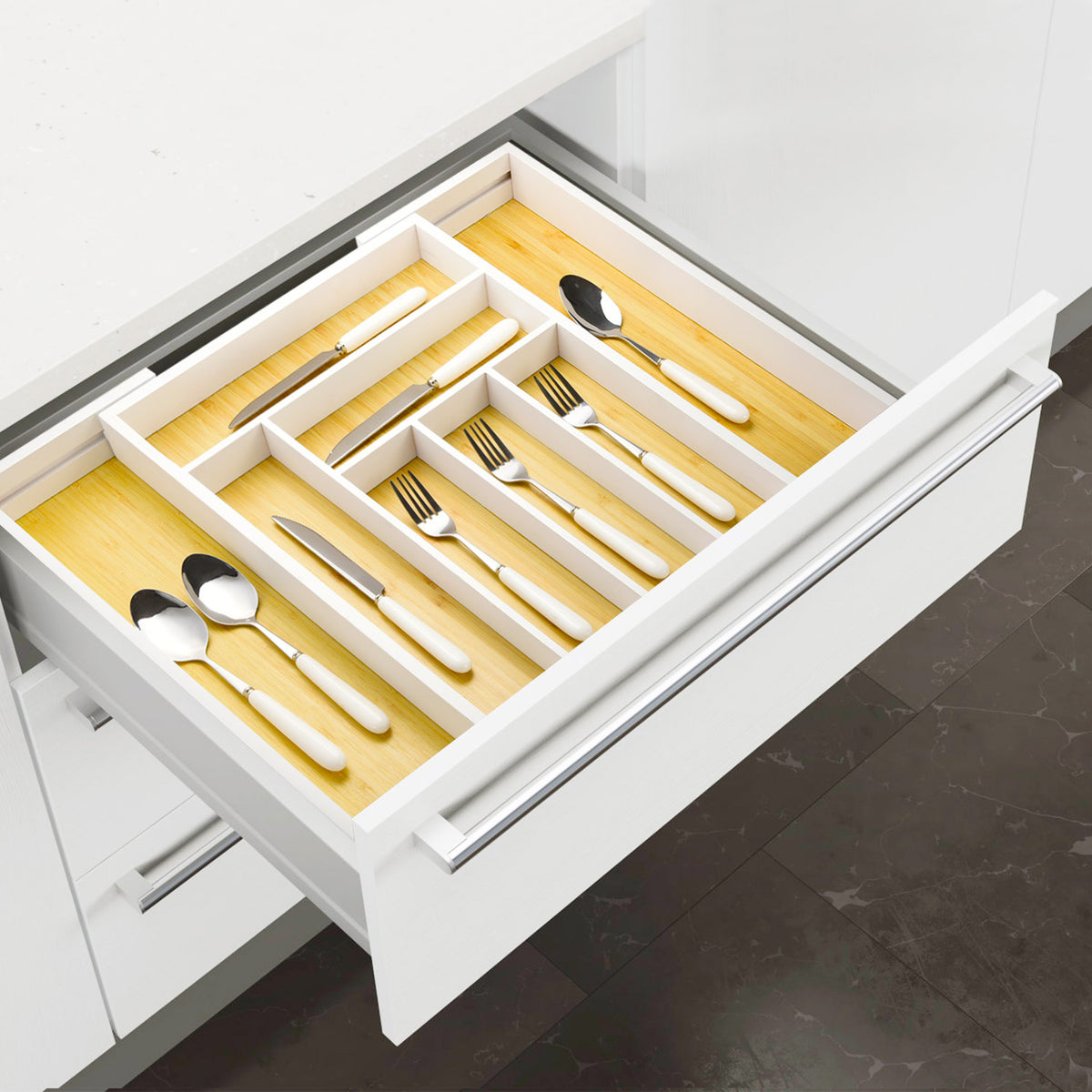 Cozee Bay® Bamboo Drawer Organizers (White)