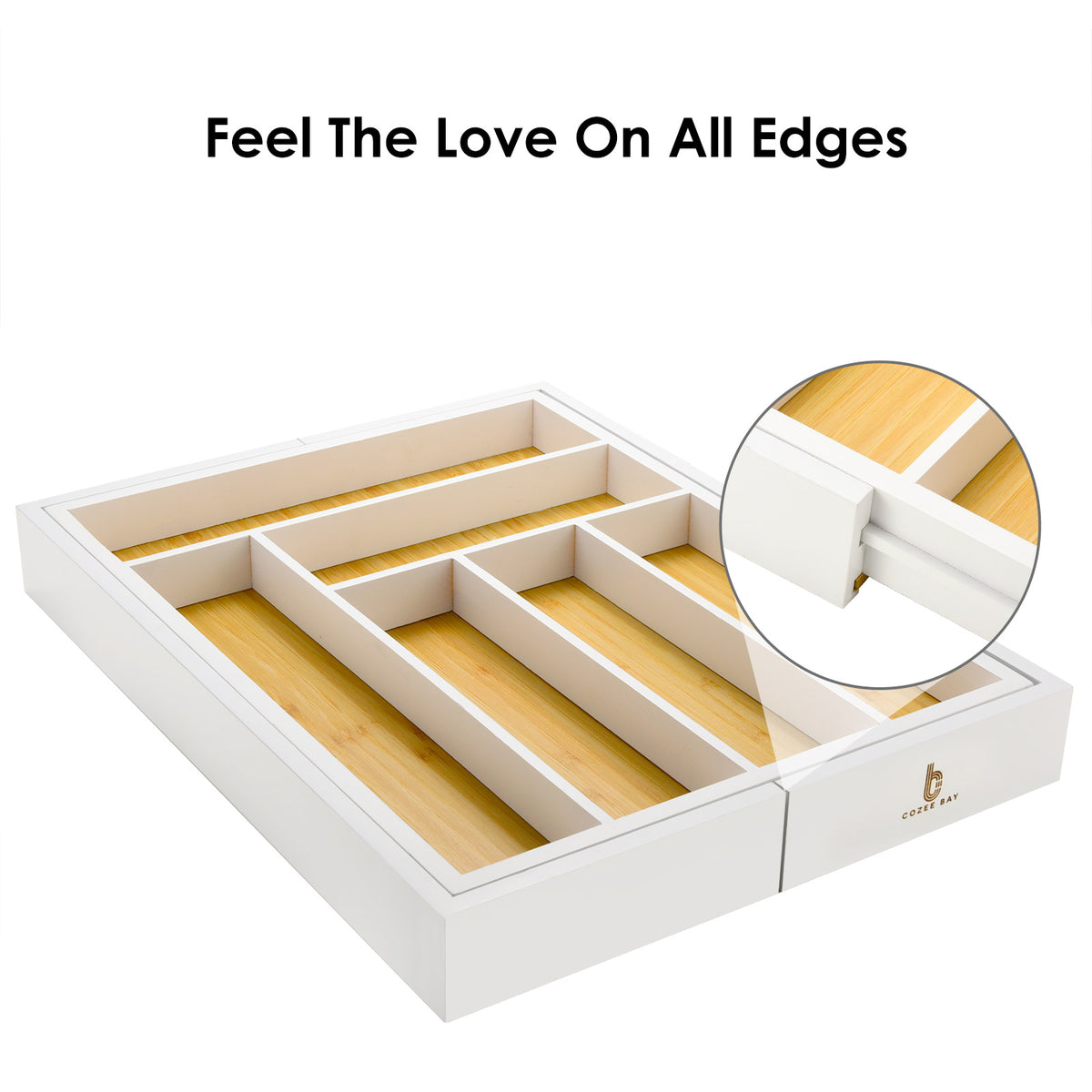 Cozee Bay® Bamboo Drawer Organizers (White)