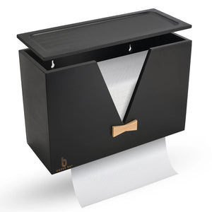 Cozee Bay®  Commercial Paper Towel Dispenser (Black) with Black Bamboo Lid