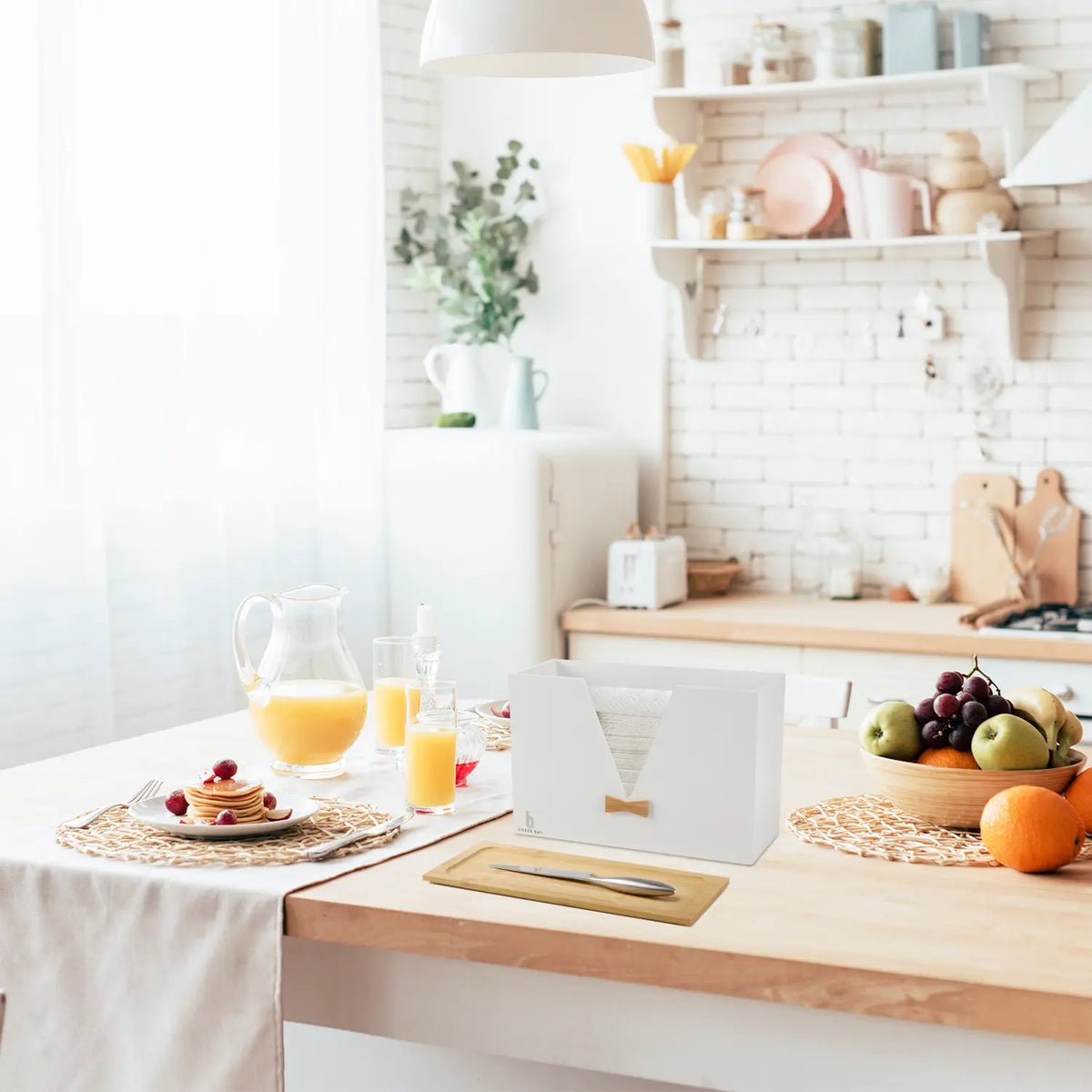 Cozee Bay®  Commercial Paper Towel Dispenser (White) with Natural Bamboo Lid)