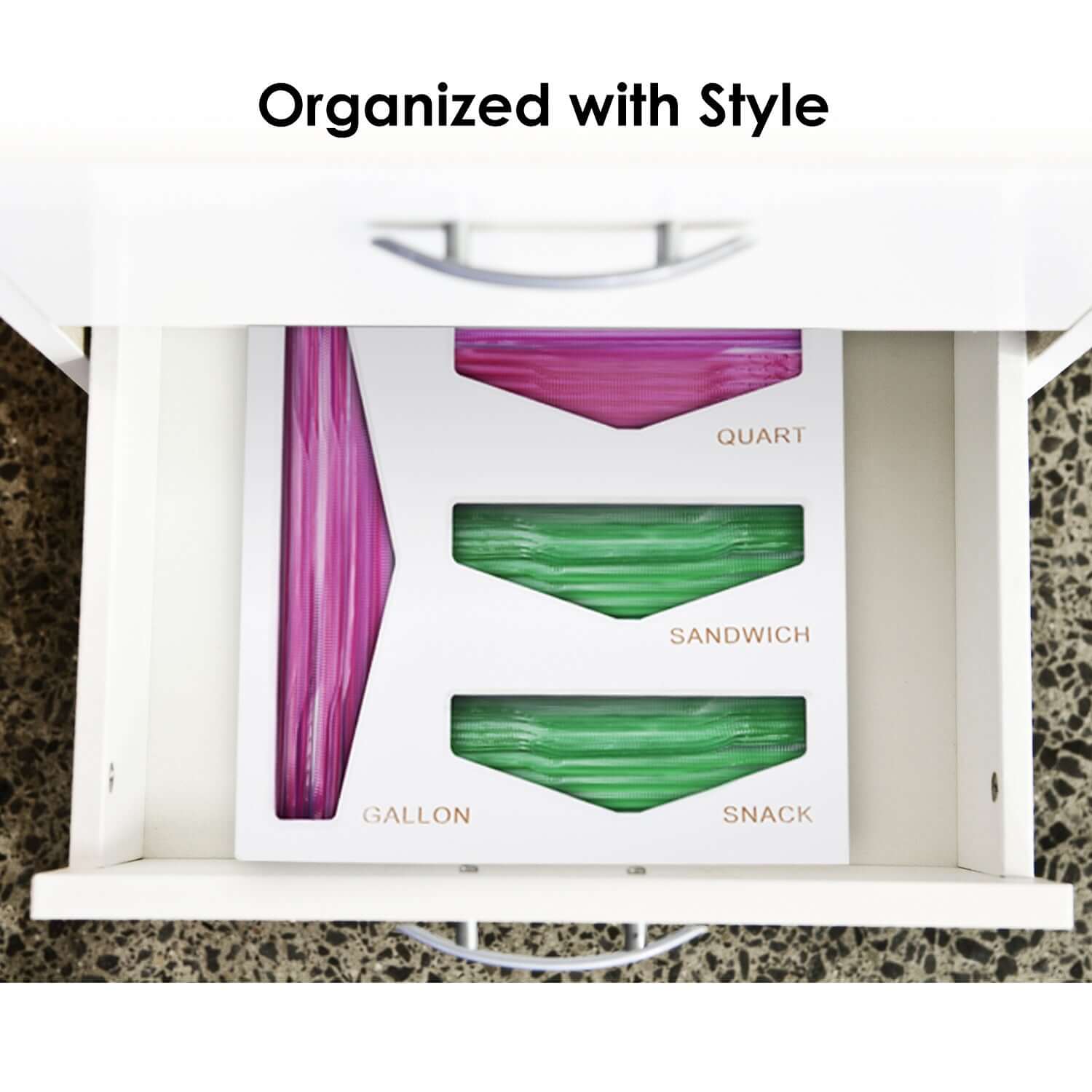 Styled By AVA Bamboo Ziplock Bag Organizer For Drawer - 20 Bags