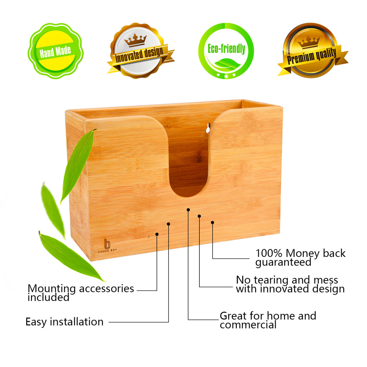 Cozee Bay Paper Towel Dispenser for Kitchen/Bathroom of Home or Commercial, Wall Mount or Countertop