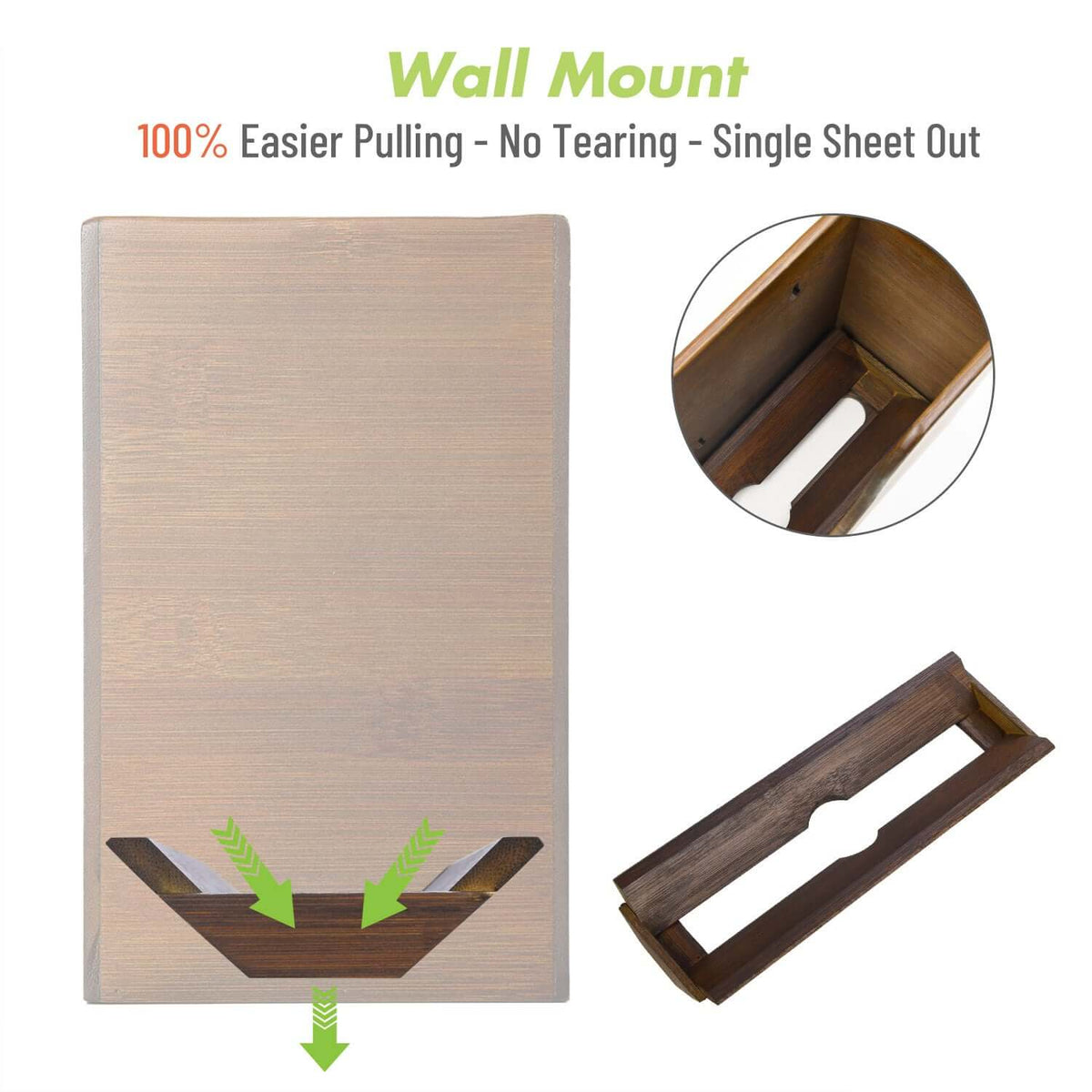 Cozee Bay Bamboo Paper Towel Dispenser, Paper Towel Holder with Lid for Home and Commercial, Wall Mount or Countertop (Vintage Brown)