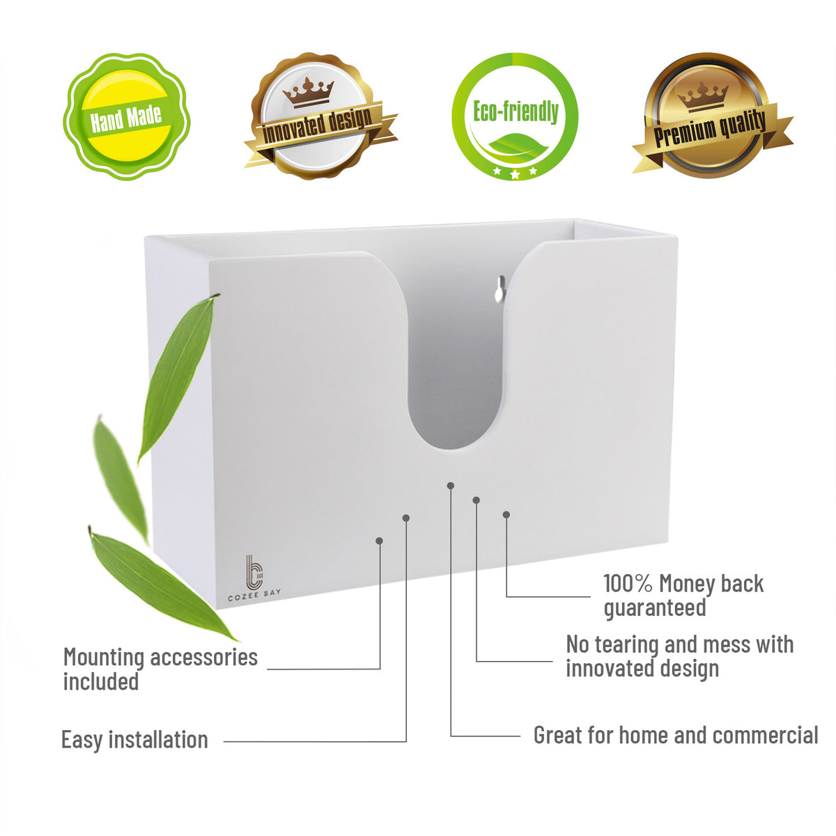 Cozee Bay Paper Towel Dispenser for Kitchen/Bathroom of Home or Commercial, Wall Mount or Countertop