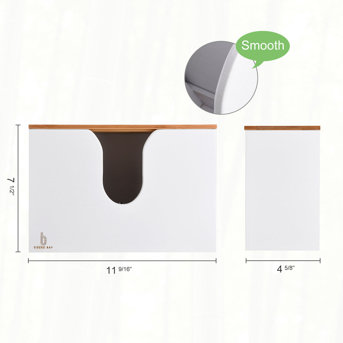 Cozee Bay Bamboo Paper Towel Dispenser, Paper Towel Holder with Lid for Home and Commercial, Wall Mount or Countertop (White)