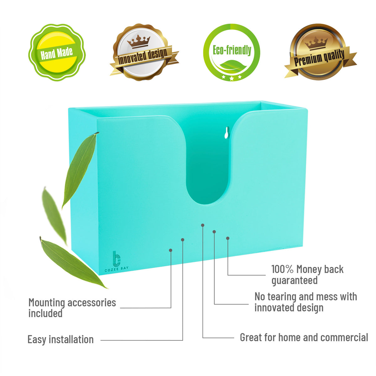 Cozee Bay Paper Towel Dispenser for Kitchen/Bathroom of Home or Commercial, Wall Mount or Countertop