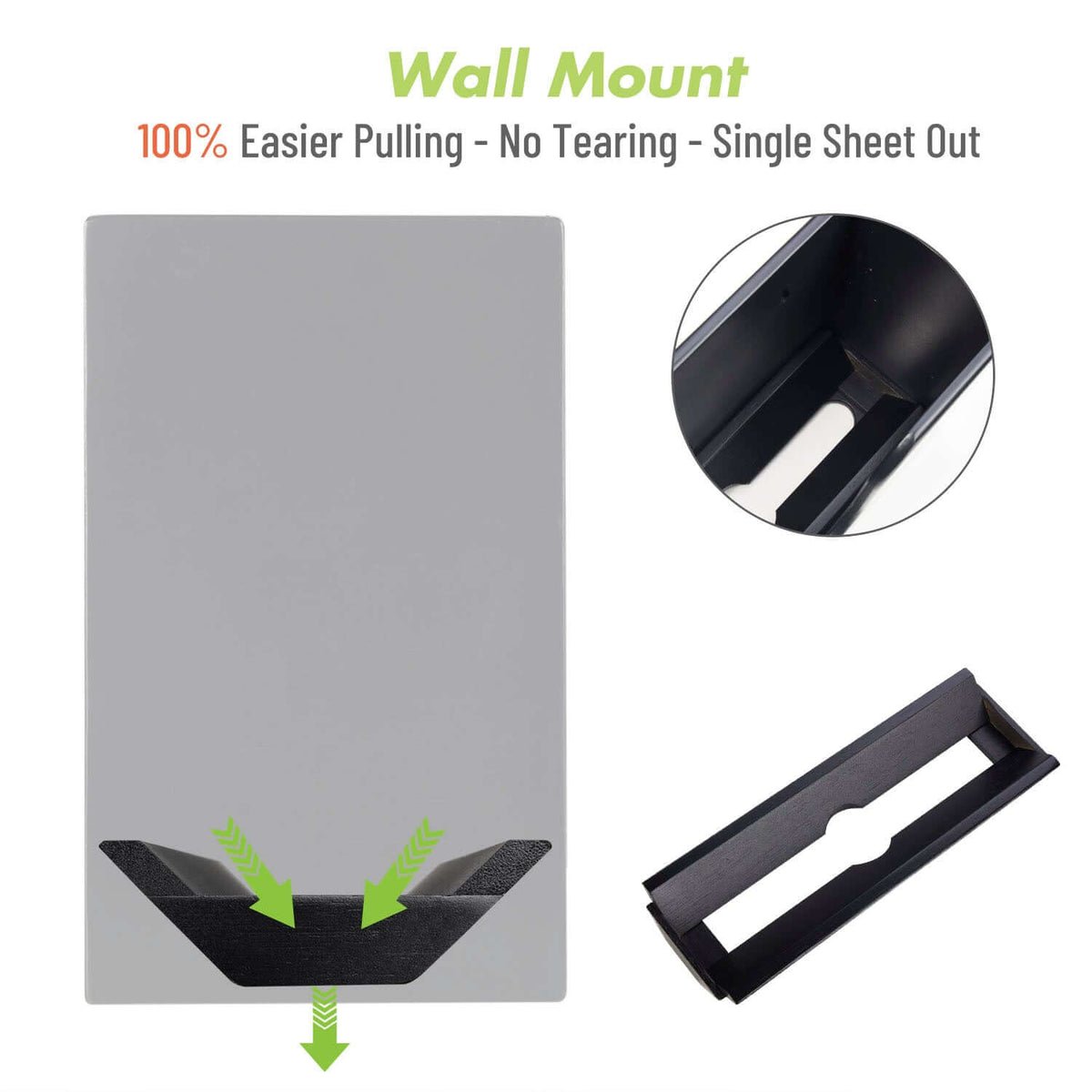 Cozee Bay Bamboo Paper Towel Dispenser, Paper Towel Holder with Lid for Home and Commercial, Wall Mount or Countertop (Black)