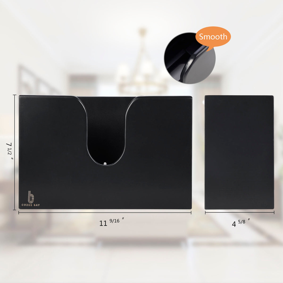 Cozee Bay Paper Towel Dispenser for Kitchen/Bathroom of Home or Commercial, Wall Mount or Countertop (Black)