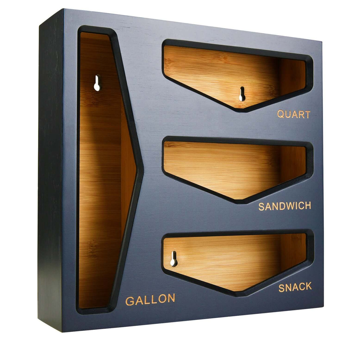 Cozee Bay Bamboo Bag Storage Organizer for Kitchen Drawer, Baggie organizer, Compatible with Gallon, Quart, Sandwich and Snack Variety Size Bags (Black)